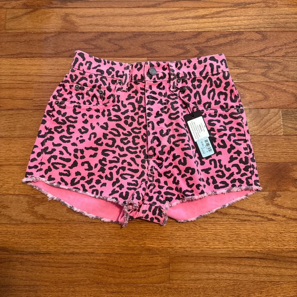 Titan Pink Animal Print High Waist Shorts